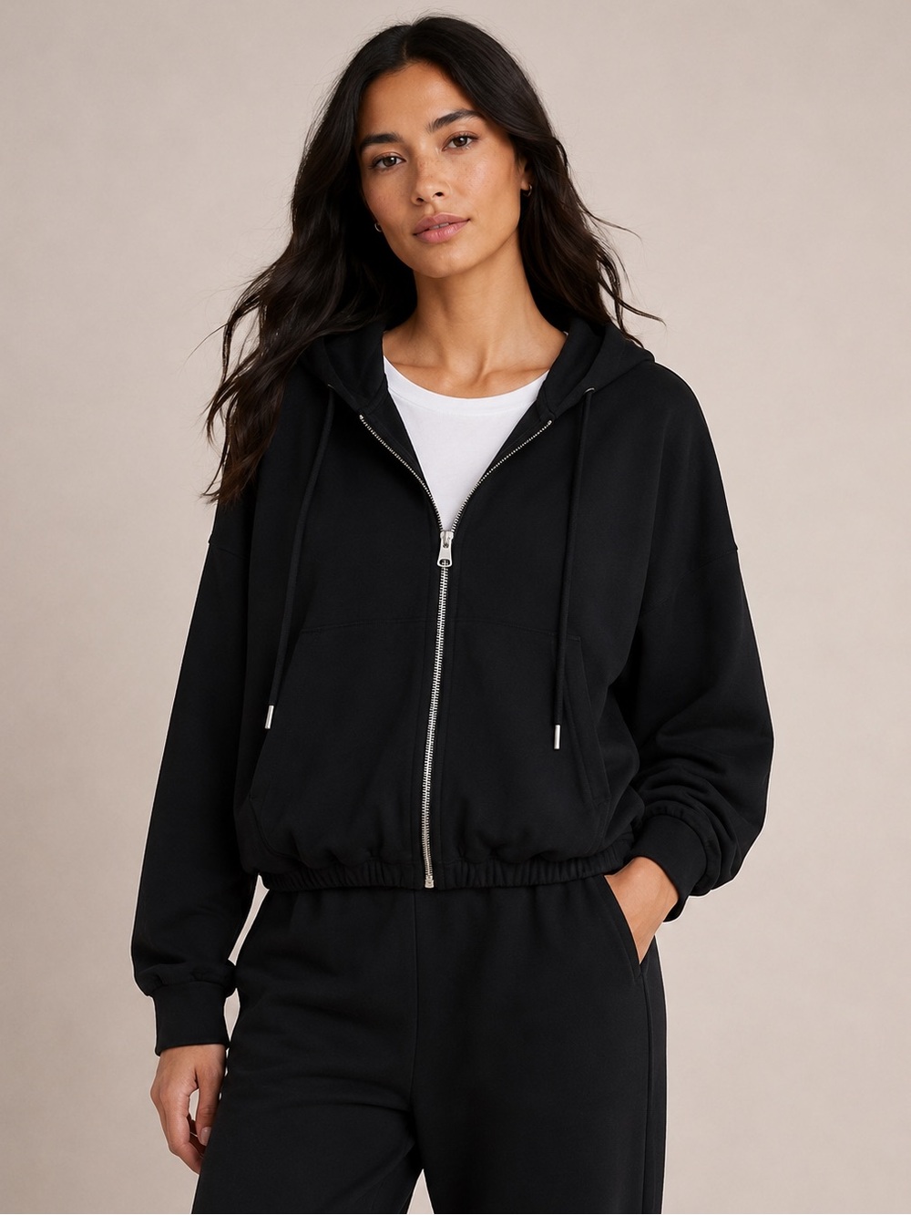 Lou & Grey Scubasoft Bubble Hoodie Black Zip Up Size Small